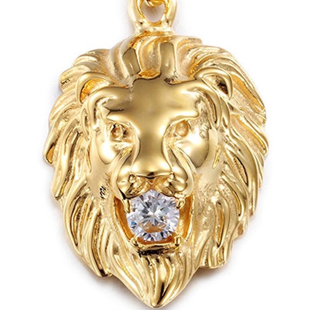 Vintage Men’s Gold Plated Lion Pendent Necklace